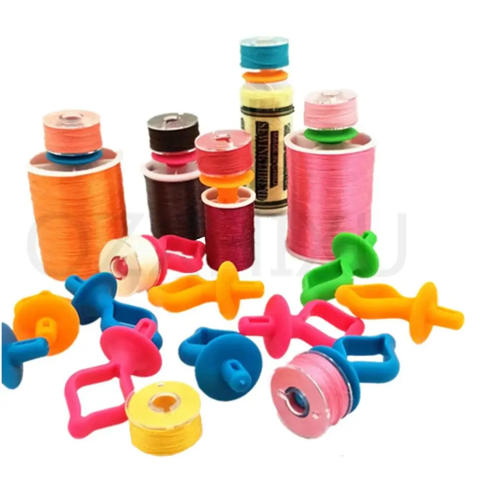 50pcs Assorted Color Silicone Thread Clips Bobbin Holders Clips Clamps Tool