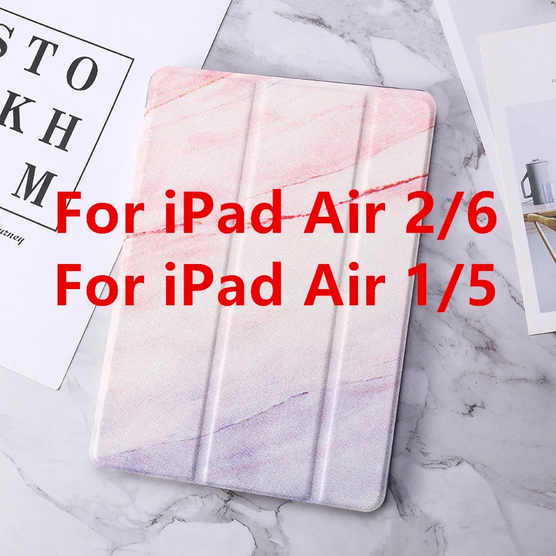 For iPad Air 1 2 Case Marble Pattern Silicon Cover for iPad 9.7 Pro 10.5 Mini 2/3/4/5 Air 10.5 Smart Funda A1893 - Цвет: Pink Air 1