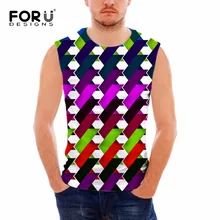 FORUDESIGNS/Новинка года; модные летние топы на бретелях; Мужская 3D геометрическая коробка; жилеты с принтом; мужская одежда; хипстерские футболки без рукавов