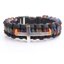 Survival Parachute Cord Military Bracelet 550 Paracord Plastic Buckle for Hiking Camping