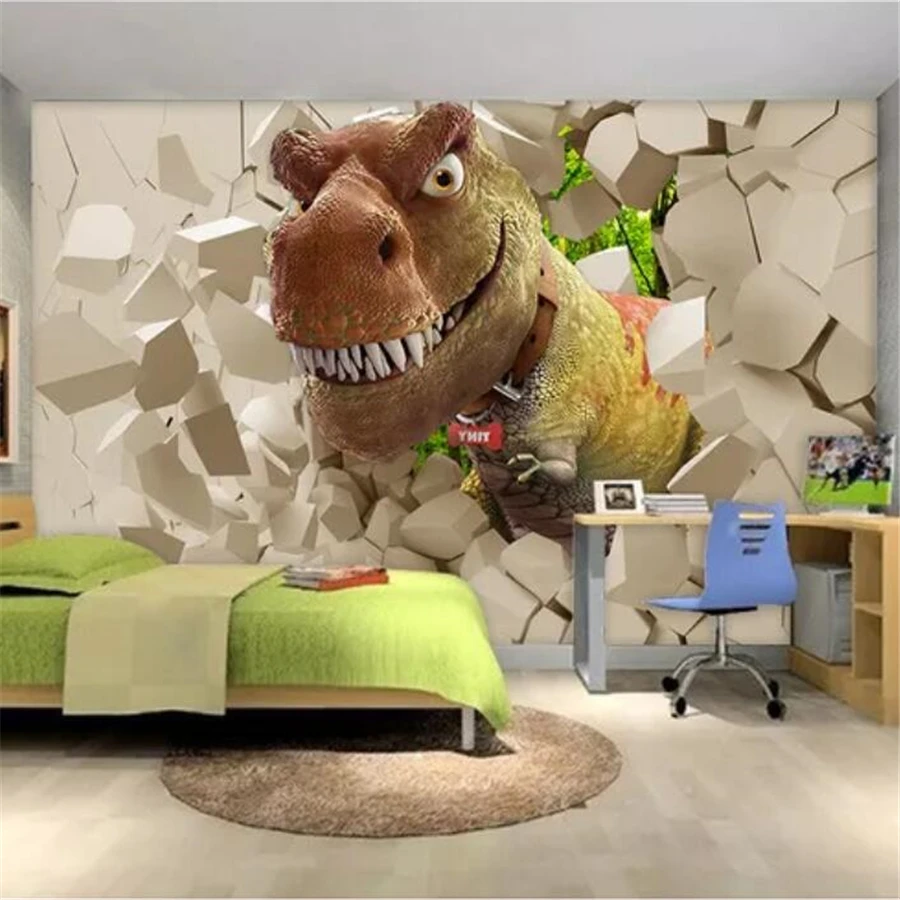 Beibehang 子供部屋用にカスタマイズされた3d壁紙 子供部屋用の恐竜ステレオ壁紙 壁紙 Aliexpress