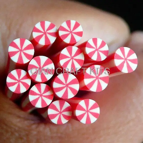 150pcs Peppermint Polymer Clay Cane Candy Cane Miniature Sweets Dollhouse Candy Kawaii Nail Art Nail Decoration