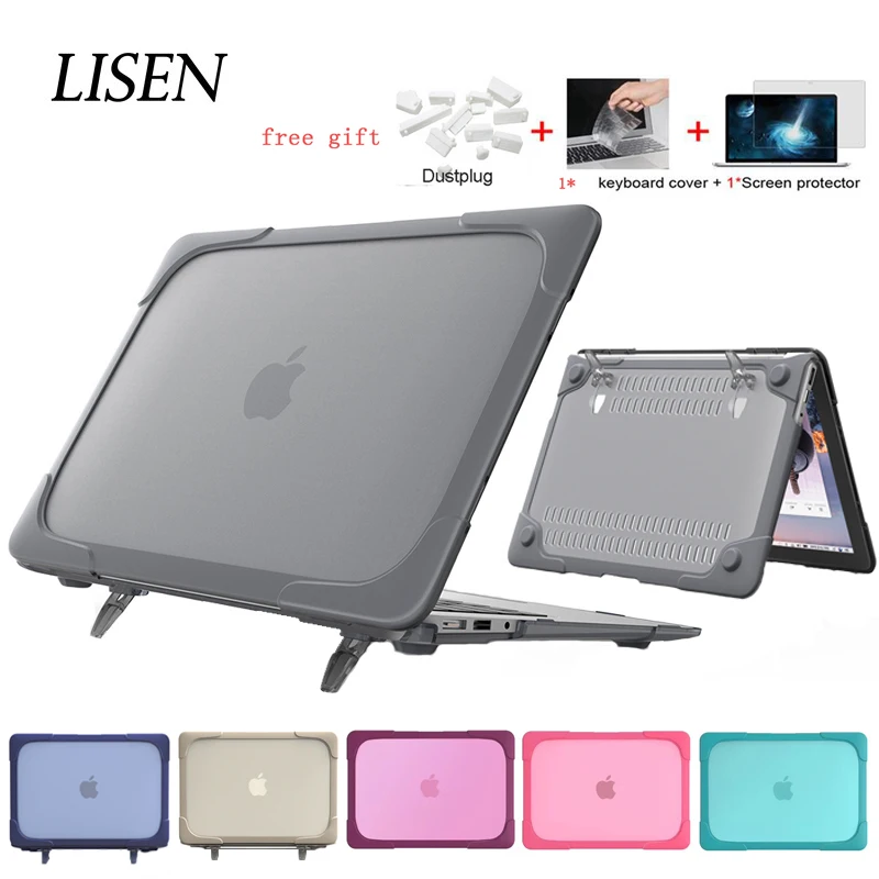 

Laptop Sleeve Foldable Stand Case For Macbook air Pro Retina 11 12 13 15 A1706 A1708 A1989 Matte Transparent PC+TPU Shell Cover