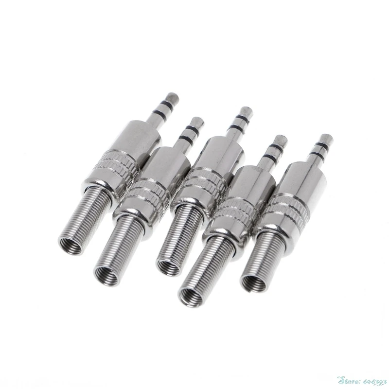 

5Pcs/Set Metal 3.5mm 2 Ring 3P Stereo Jack Plug Cable Solder Adapter Terminal with Spring