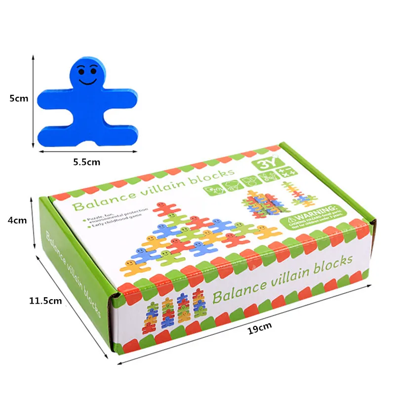 16 шт./компл. детские игрушки образовательный баланс злодейские блоки игрушка мультфильм красочные балансирующие блоки деревянные игрушки для детей