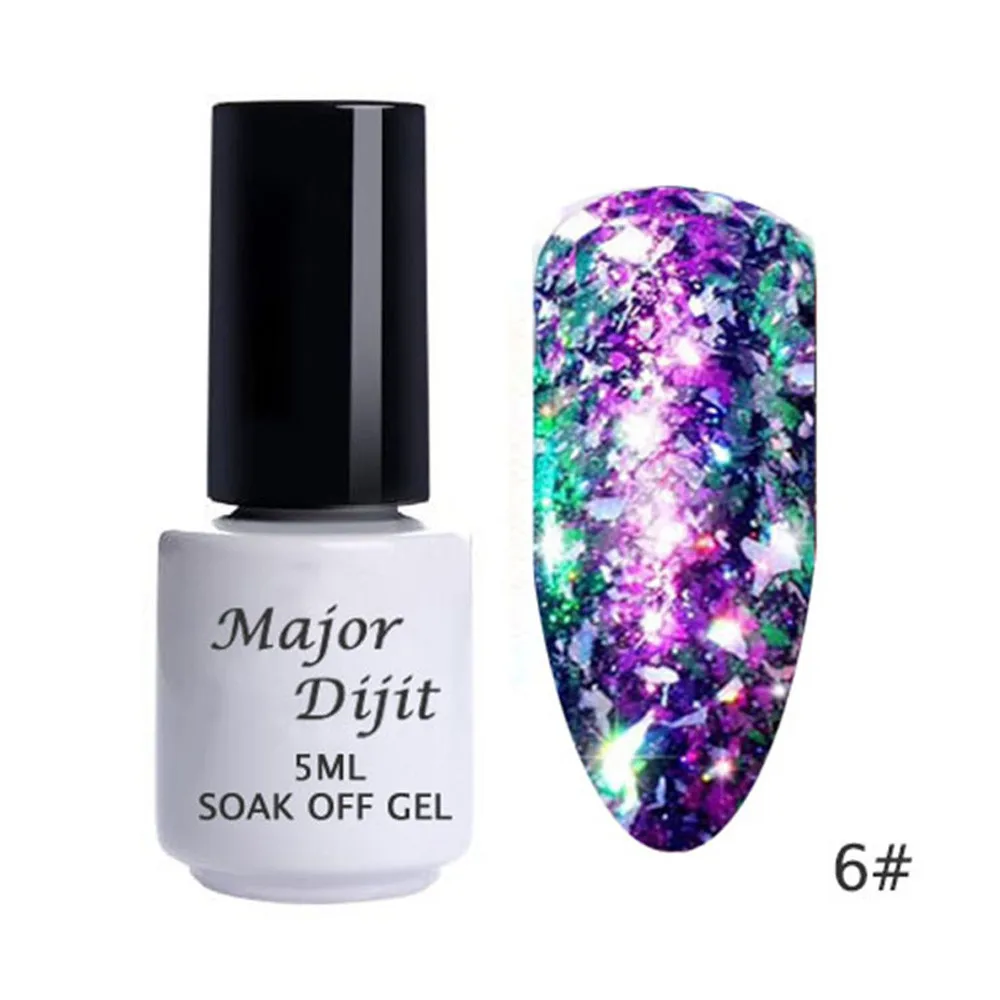 1 шт 5 мл Гель-лак Nail Art Гель свет масляная основа под макияж лазерной Сияющий бриллиант Diamond Радуга парча хамелеон