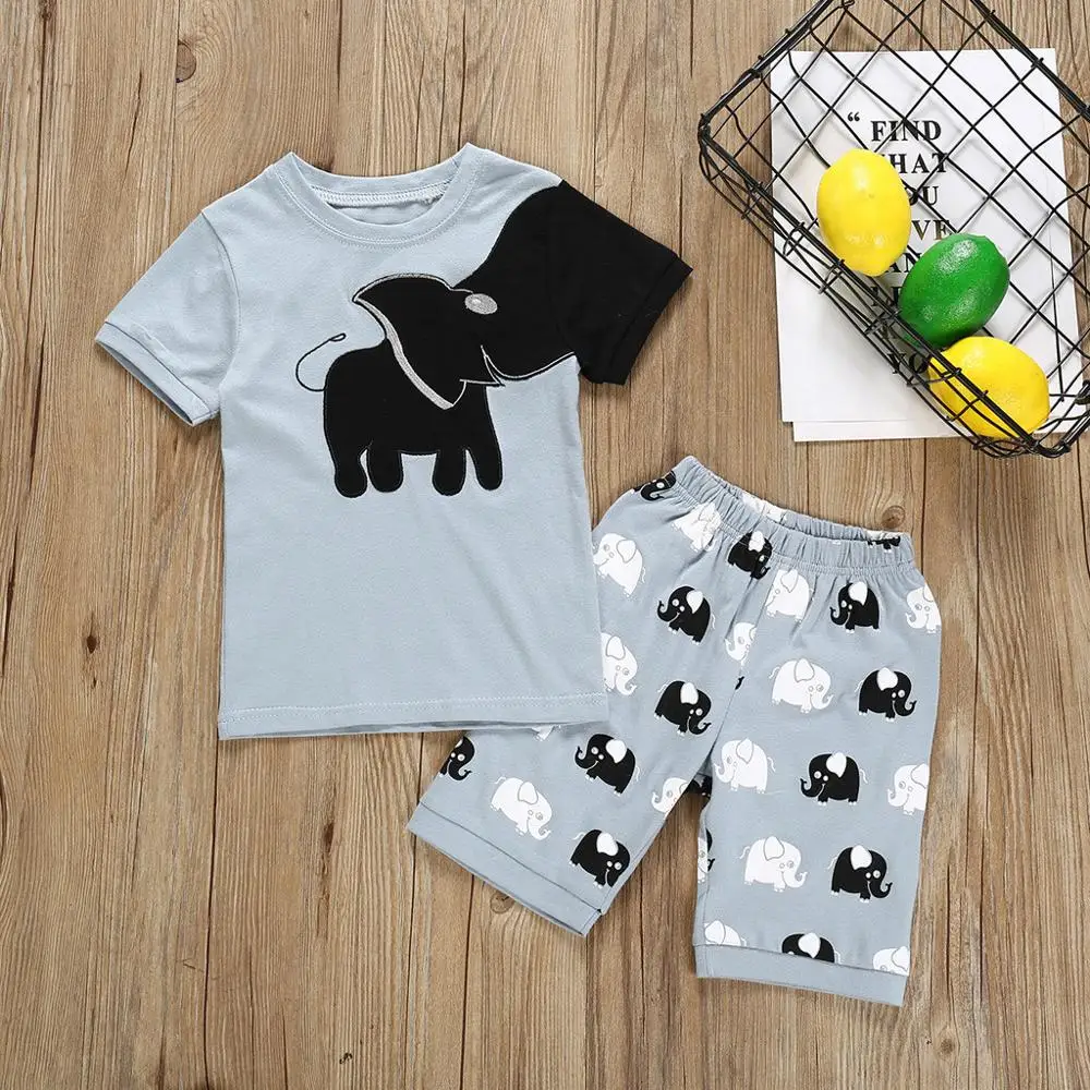 

2019 Kids Baby Boy Clothes Suits Girls Pajamas Cartoon Printed Tops Shorts Pants Outfits Set