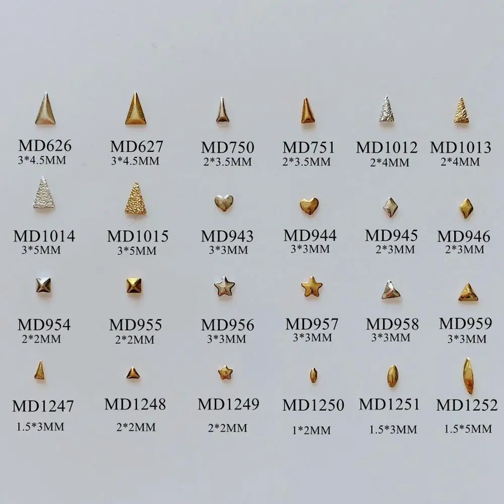 

3D Approx. 100pcs/bag Metal Stud Triangle Heart Diamond Square Star Mini Stud MD626-1252