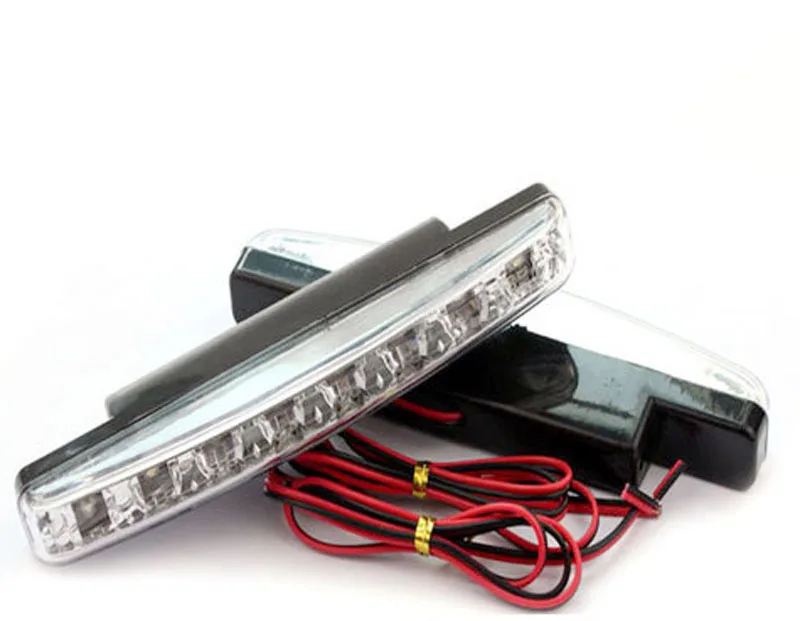 12V DRL Super Bright White 8W 6500K COB LED Universal Waterproof  Driving Daytime Running Lightslamp 0.12kg 15.5cm 1 pair