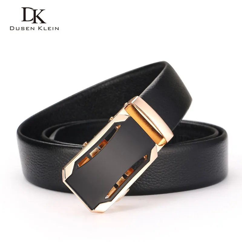 

Dusen Klein New leather Belt Men Automatic Gold Buckle Genuine Cowskin Luxury Leather Men's Belts Strap Male waist belt DK-T109