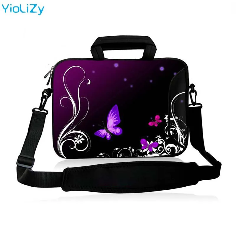 Laptop Shoulder Bag Flowers and Butterflies Carrying Handbag Briefcase Sleeve Case 13 Inch