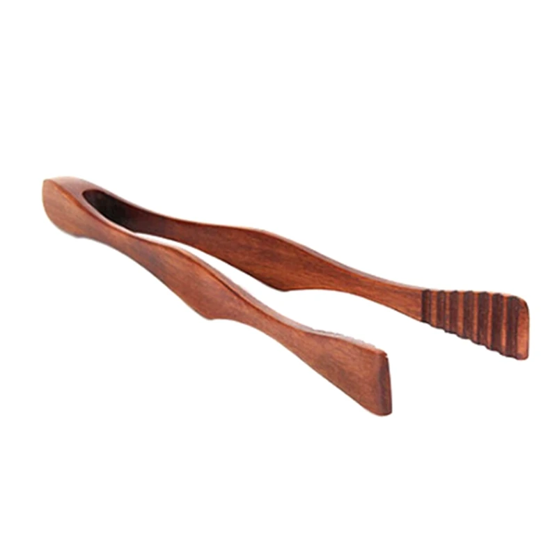 1Pcs Wooden Bamboo Cooking Kitchen Tongs Food BBQ Tool Salad Bacon