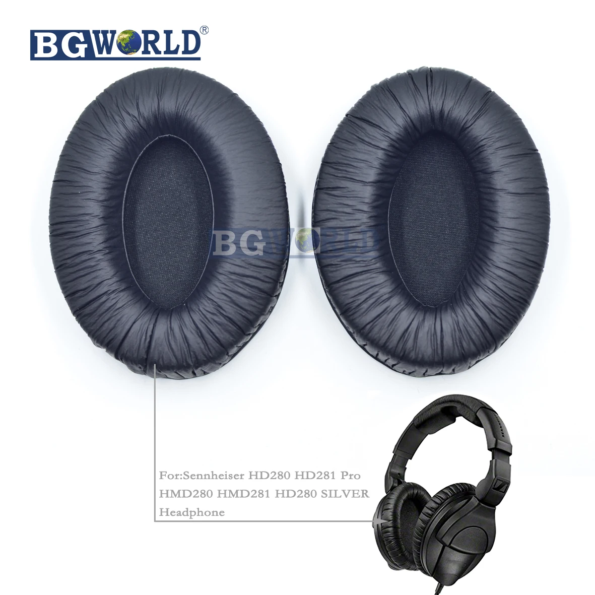 Мягкие амбушюры BGWORLD накладки для наушников Sennheiser HD280 HD281 Pro HMD280 HMD281 серебристые
