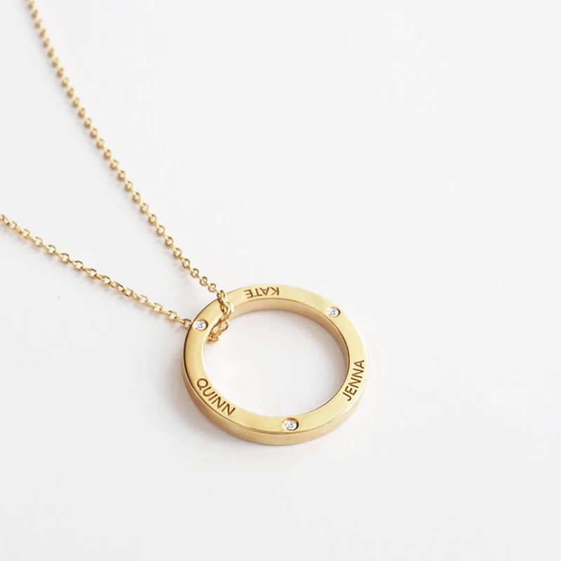 

StrollGirl 925 Sterling Silver Linked Circle Necklace Personalized Customization Engraved Name Necklace Valentines Day Gift