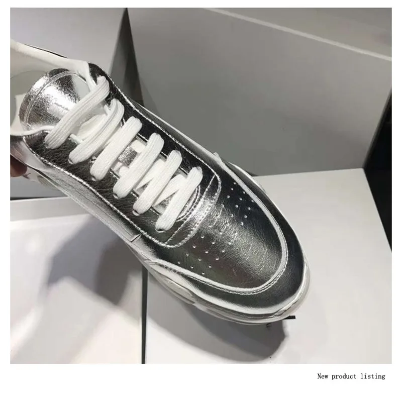 as Papá La 1 Calzado Shown Moda Mujer Tacón Las Zapatos Suela As 0 Plata Mujeres Plataforma De Mujeres Cuero Alto Genuino Zapatillas 2019 Shown Gruesa Planos qxInBg