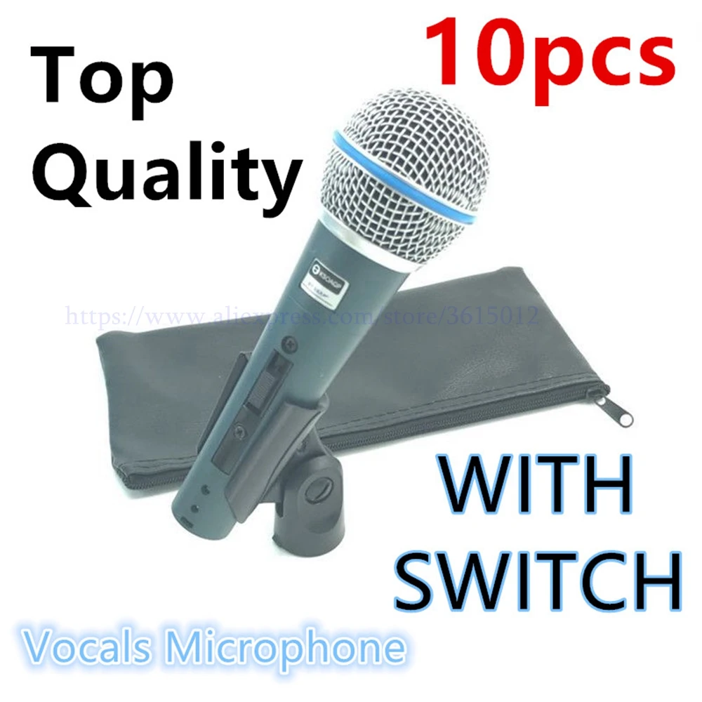 10PCS/lot Super-cardioid with switch Top Quality B 58 A Live Vocals Karaoke Dynamic 58A Wired Microphone | Электроника