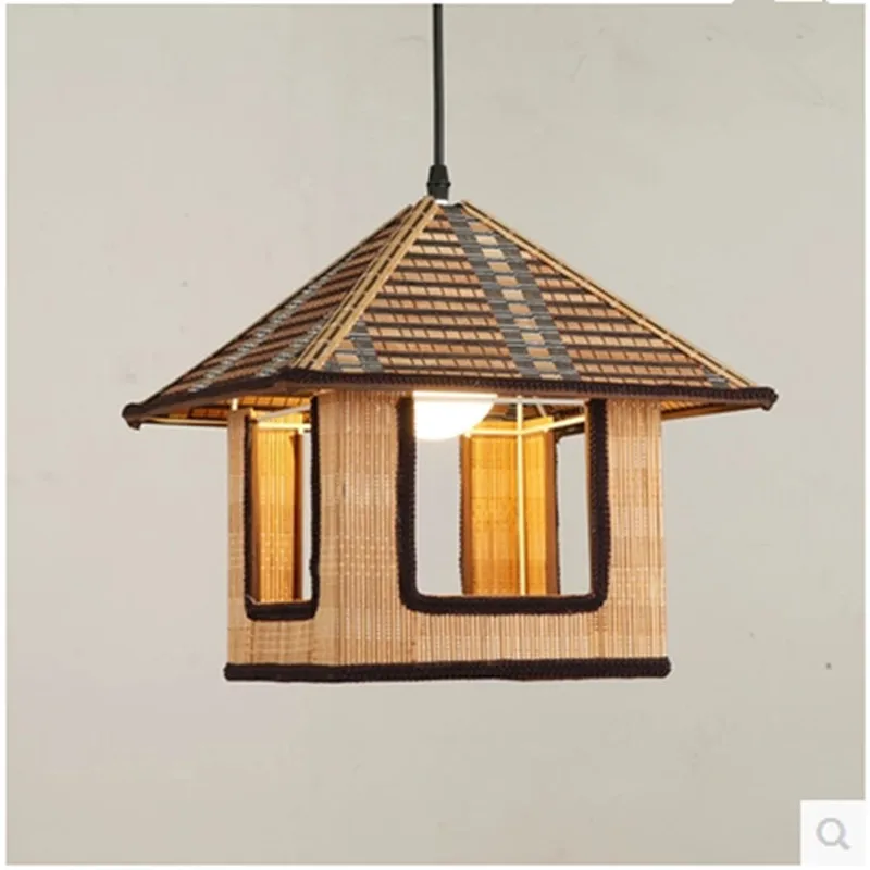 

Vintage Creative House Chandelier Handmade Bamboo Bedroom Restaurant Farm Decorative Lighting