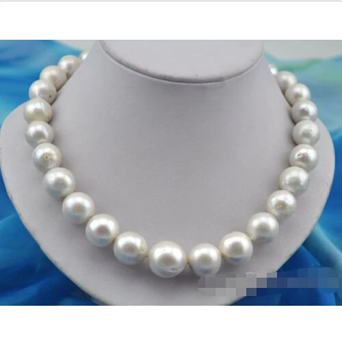 

Rare huge 18"14mm round white reborn keshi pearl necklaceNoble style Natural Fine jewe fast SHIPPING