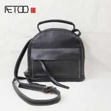 AETOO Leather mini women's bag, hand-held one-shoulder slanted bag, vintage literary leather bag