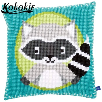 

Diy cross stitch pillow kits cartoon cushion mat throw pillowcase embroider needlework kits fabric embroidery yarn pillowcase