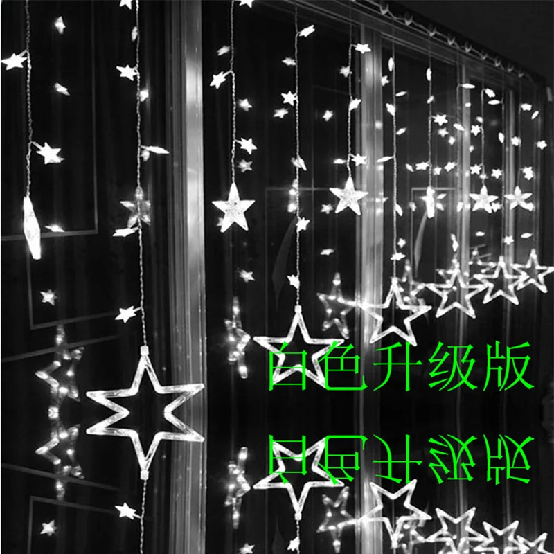 LAIMAIK 2M Christmas Holiday Lighting LED Fairy Star Curtain String Garland Decoration Romantic Party Wedding Light AC110V/220V LAIMAIK 2M Christmas Holiday Lighting LED Fairy Star Curtain String Garland Decoration Romantic Party Wedding Light AC110V/220V