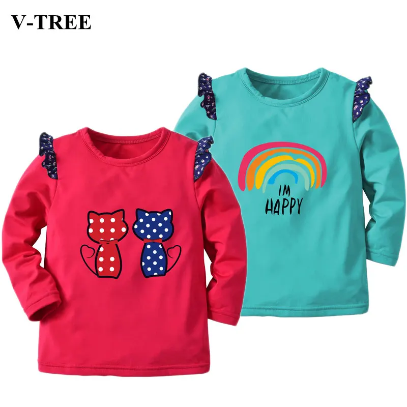Winter Girls Shirts Fleece T Shirt For Kids Cotton Children Tops Warm