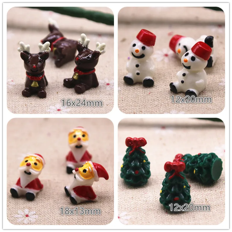

3D 10pcs Resin Christmas reindeer/tree/snowman/Santa Claus flat back Cabochon Art Supply Decoration Charm Craft