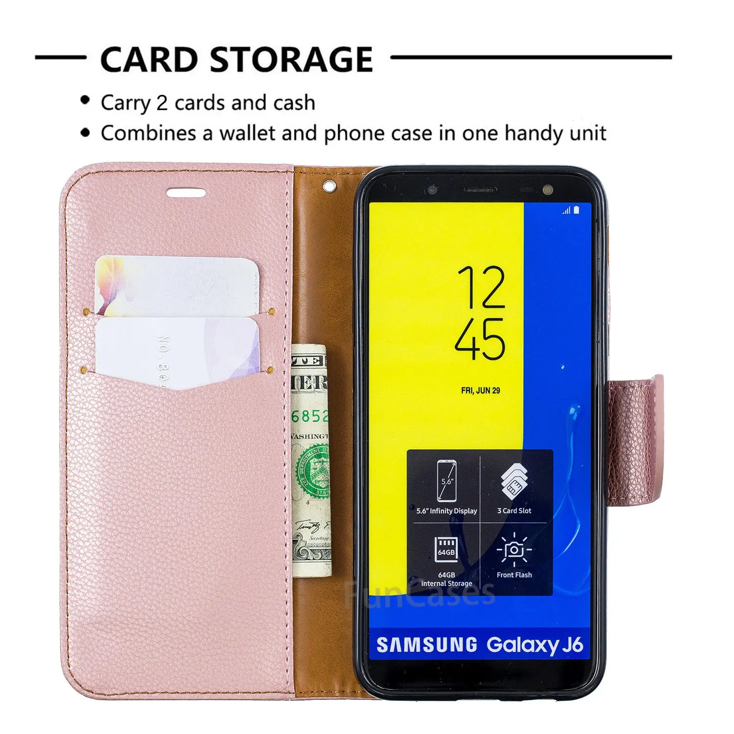 Чехол J6 для Samsung Galaxy простой матовый кожаный Винтажный чехол телефона книжка с