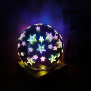 

Colorful 3D magic ball projection lamp USB power supply wood base bedroom bedside night light party star air atmosphere lamp