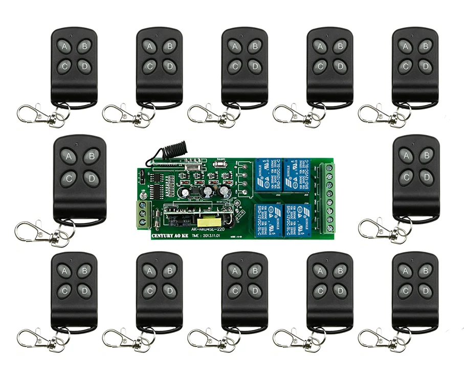 

85v~250V 110V~ 220V 4CH RF Wireless Remote Control Relay Switch Security System Garage Doors Gate Electric Doors