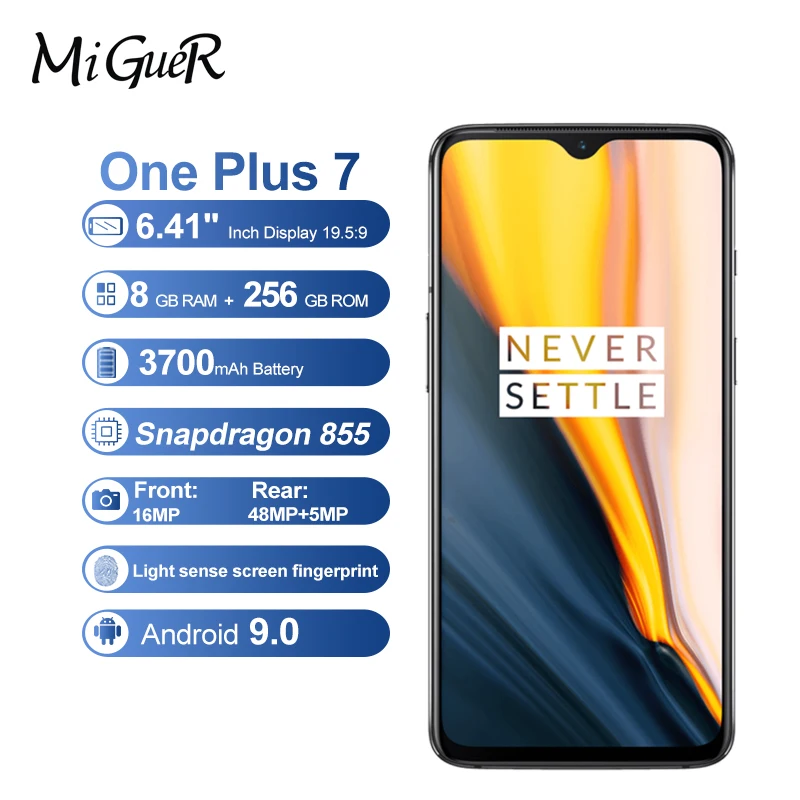 

Global ROM Oneplus 7 Smartphone 8GB 256GB Snapdragon 855 Octa Core 6.41" AMOLED 48MP+16MP Dual Cameras NFC 3700mAh Mobile Phone