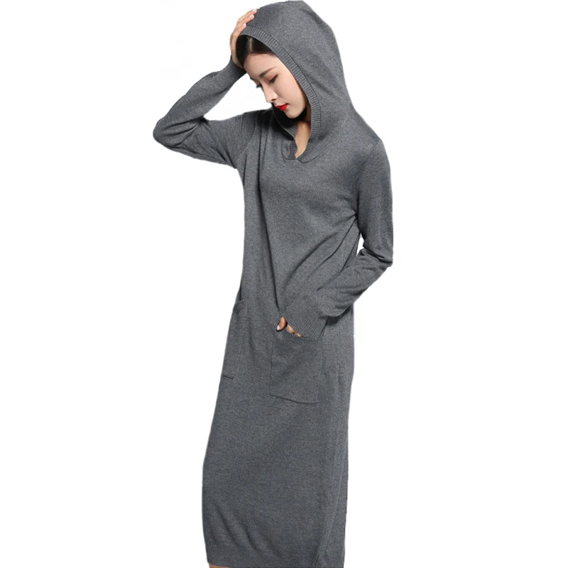 long sweater dress with hoodie