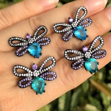 Разноцветные гвоздики Пчелка серьги прозрачный кристалл изысканный для женщин Роскошные животные насекомое микро ААА кубический цирконий камни ювелирные украшения