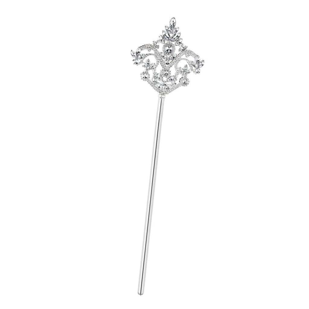 Silver Fairy Princess Queen Magic Wand Scepter Bridal Scepter Wedding Party DIY Decoration Accessory Photo Prop 