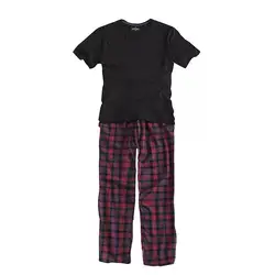 Плюс Размеры 100% хлопчатобумажные пижамы Мужские pijama hombre masculino с коротким рукавом повседневные мужские пижамы pijamas пижамы наборы для мужчин