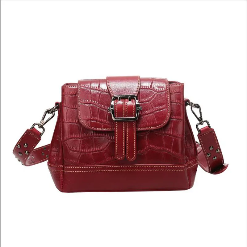 

LUOFEIHUA Women Genuine Leather bag 2019 new casual fashion trend first layer leather shoulder Messenger bag