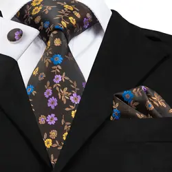C-1662 Привет-галстук новый классический цветочный узор Галстуки для Для мужчин Corbatas галстук Hanky запонки жаккардовые галстук 100% шелк 8,5 см