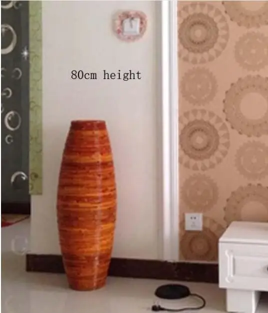 Хороший красивый напольная ваза Рождественский Большой Бамбук напольная ваза большой Гостиная напольная ваза декоративная Home Art& Craft цветочный горшок - Цвет: 80cm high brown