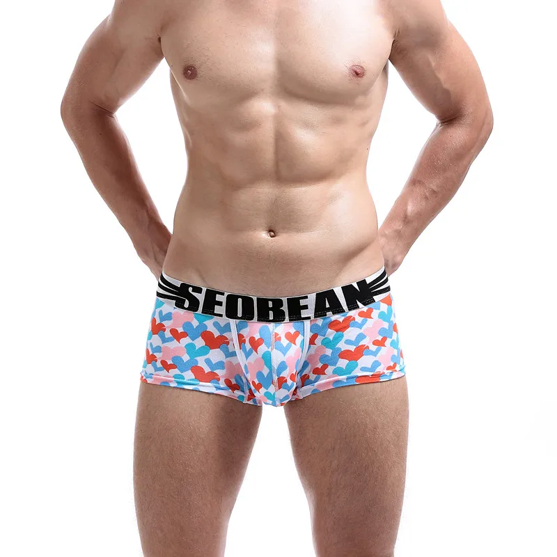 

New SEOBEAN Hot New Men's Boxer Brand Underwear Waist Cotton Sexy Boxer Underwear Men's Underwear