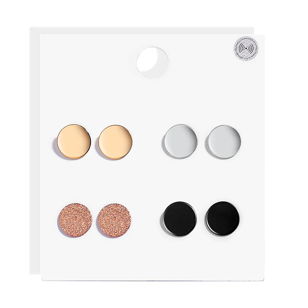

4Pairs/set Fashion Round Stud Earrings Set for Women Trendy Mixed Black Acrylic Statement Korean Long Earrings Sets