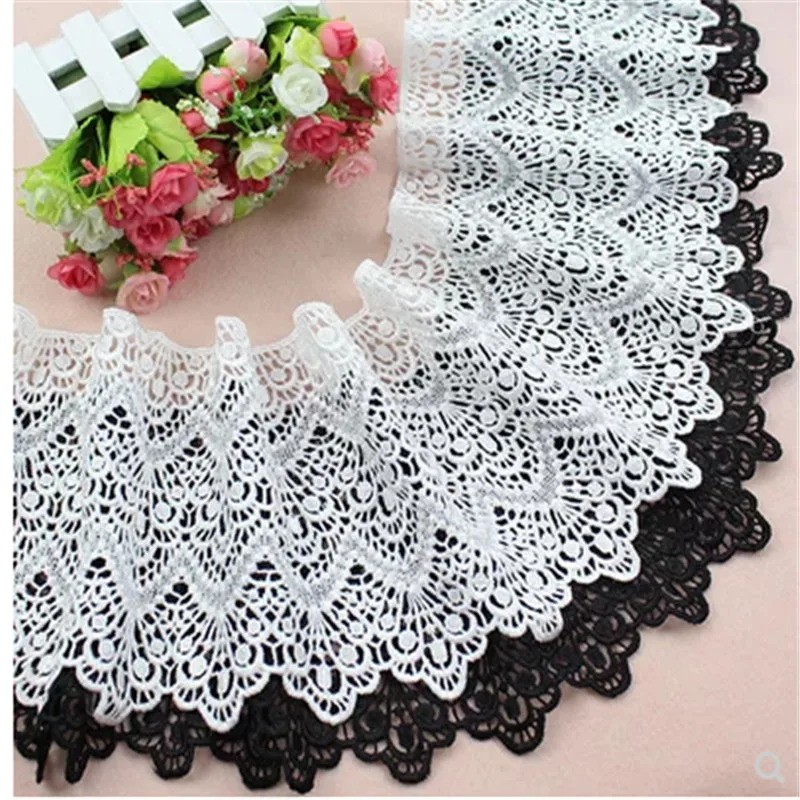 

Black and white lace accessories 19cm dress skirt hem skirt decoration water soluble hollow embroidery thick cloth
