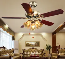 42inch 220V LED European Fan Lights Retro Elegant Living Room Ceiling Fan Restaurant Study bedroom Lamp