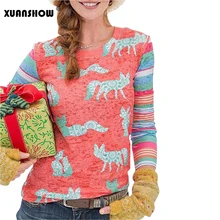 XUANSHOW осень 2018 Новое поступление красочные женские футболки с