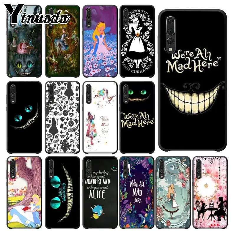 Yinuoda Алиса в стране чудес чехол черный мягкий для телефона huawei p20 pro p20lite mate10pro nova 3i