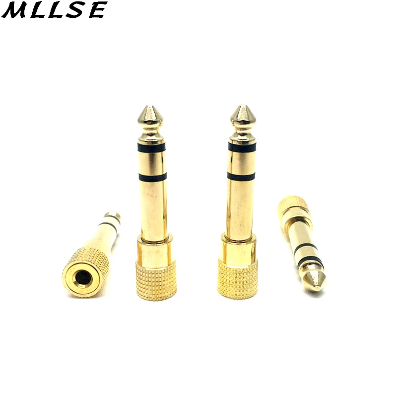 

MLLSE 2Pcs 6.5mm to 3.5mm Gold Color Male to Female Jack Plus Stereo Headphone Audio Adapter for Music MP3 Headphones