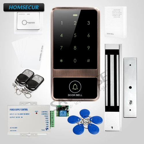 

HOMSECUR Waterproof Red Bronze Metal Case Access Control RFID Reader System + Magnetic Lock