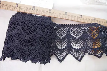 

Black lace trim, cotton lace trim, black crochet lace trim 10 yards