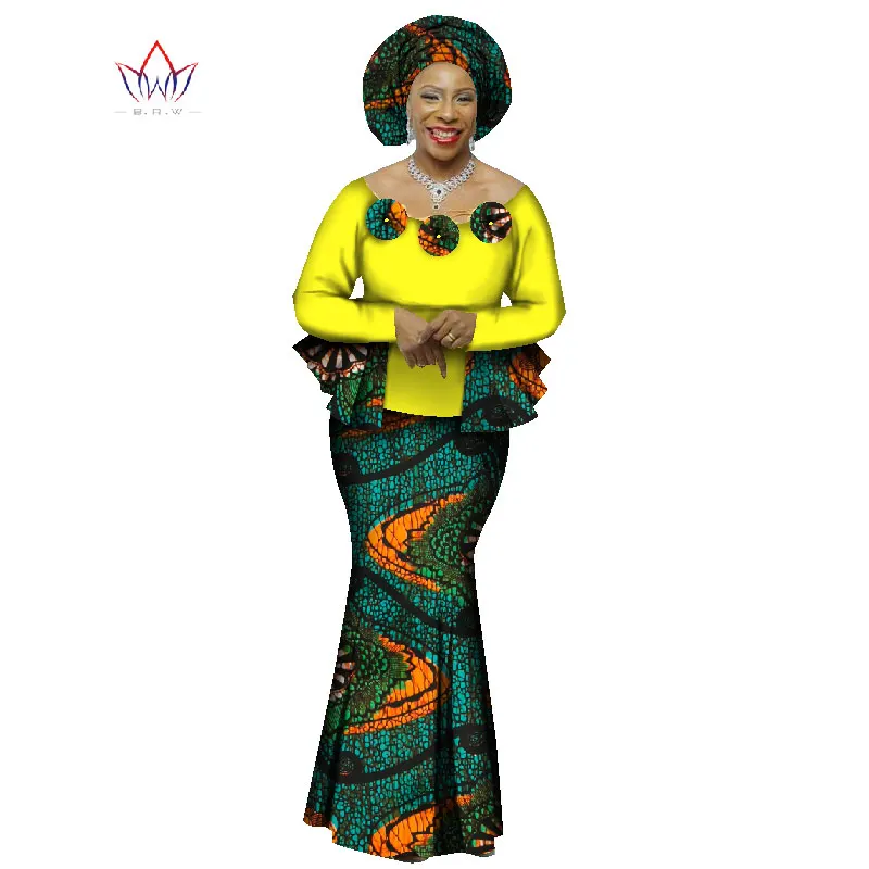 Осенняя африканская юбка набор для Женщин Дашики 2 шт наборы Африканская Одежда элегантная традиционная африканская одежда WY1066 - Цвет: 9
