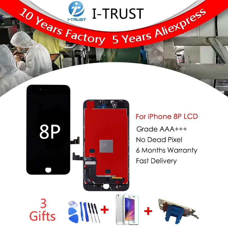 

1PCS Grade AAA+++ Screen Replacement for iPhone 8 Plus LCD Display with Touch Digitizer Assembly Parts & Free Shipping