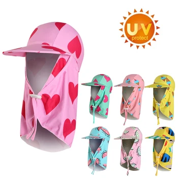 

Boy Girl Sun Hat Outdoor Sun Adult Children Hat Beach Hats Men Women Kids Neck Ear Cover Anti UV Protection Swimming Cap